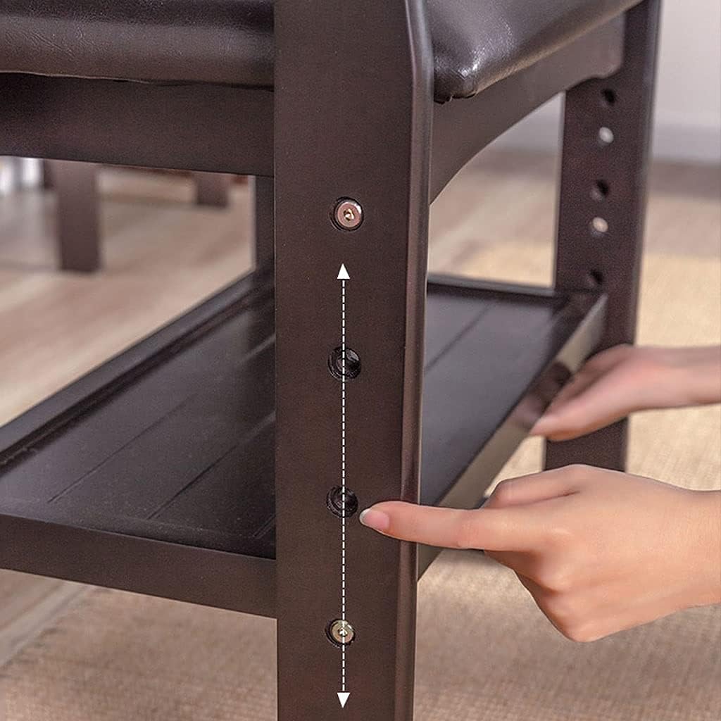 Minimalist Fashion Creative Adjustable Entrance and Stool for Shoes Solid Wood Stools Small Bench with Arc-Shaped Armrests for Bedroom Living Room Casual