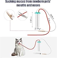 Vista 2 de Catéter de succión con extractor de moco estéril para cachorros recién nacidos, kit de alimentación de tubo de 8 FR rojo con jeringas de 0.7 onzas