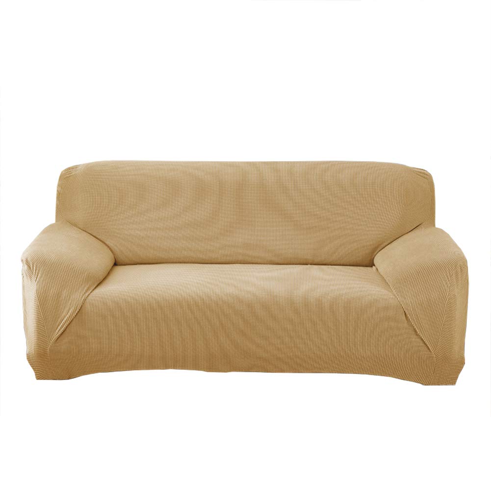 Grube pokrowce na sofę 1 2-3-4-osobowa żakardowa sofa pokrowiec antypoślizgowy łatwe dopasowanie dziewiarski poliester spandex tkanina stretch wszystkie pory roku ochraniacz na kanapę (4-osobowa: 230-300 cm, beżowy)