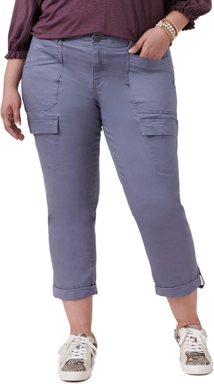 Democracy Women's Democracy Women's Plus-Size Ab Solution Ankle Roll Cuff Utility Pant
