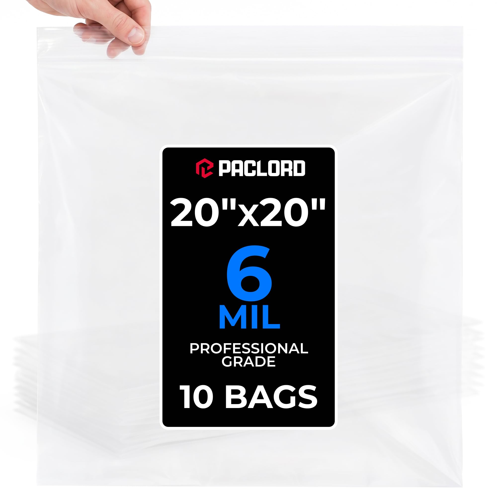 View 1 of 20" x 20" Extra Large Reclosable Plastic Zip Bags, 50 Count