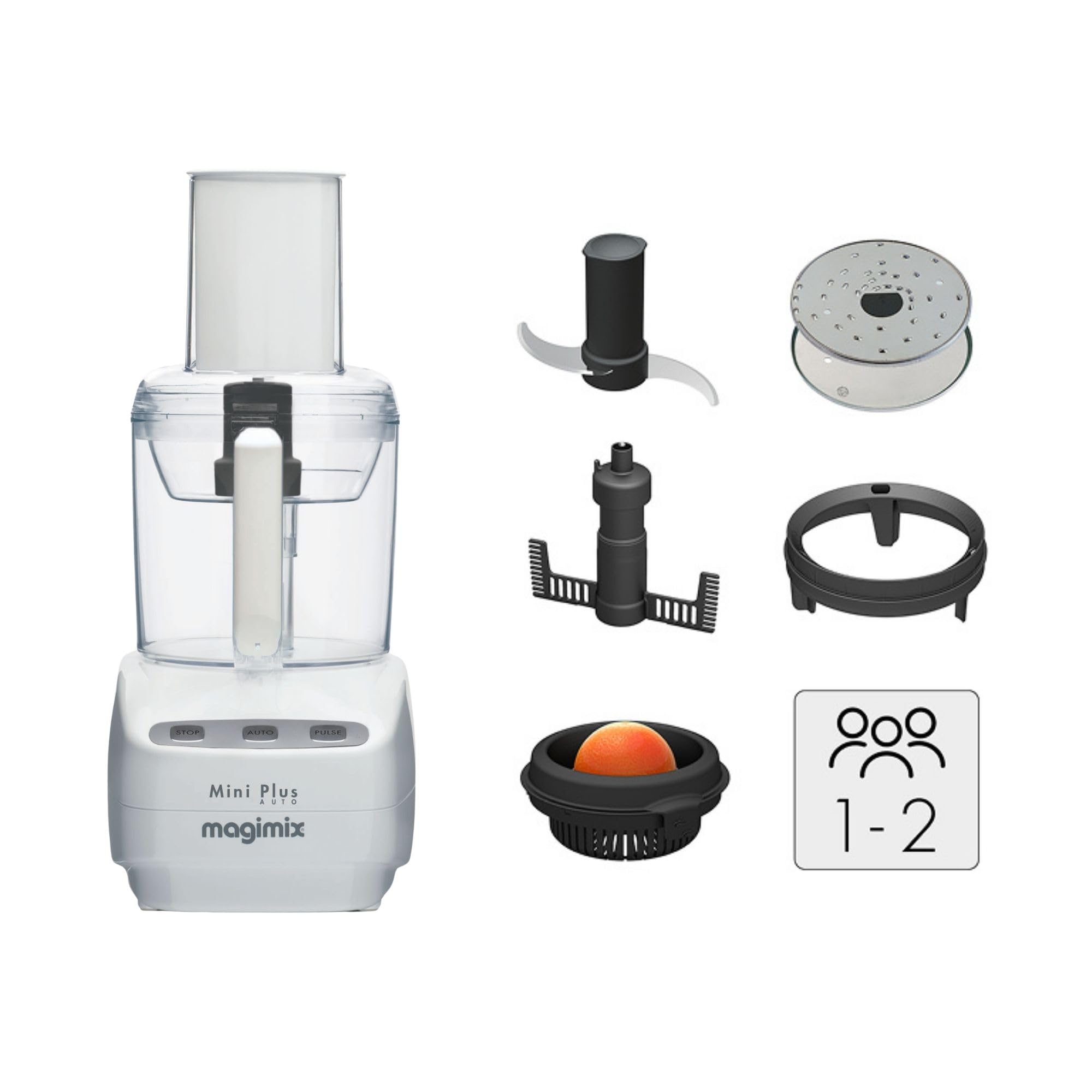 Magimix Robot de Cuisine Multifonction Mini Plus 1,7 L – Hachoir, Blender, Presse-Agrumes – Compact et Puissant – Idéal pour Petites Préparations – Fabriqué en France (Blanc)