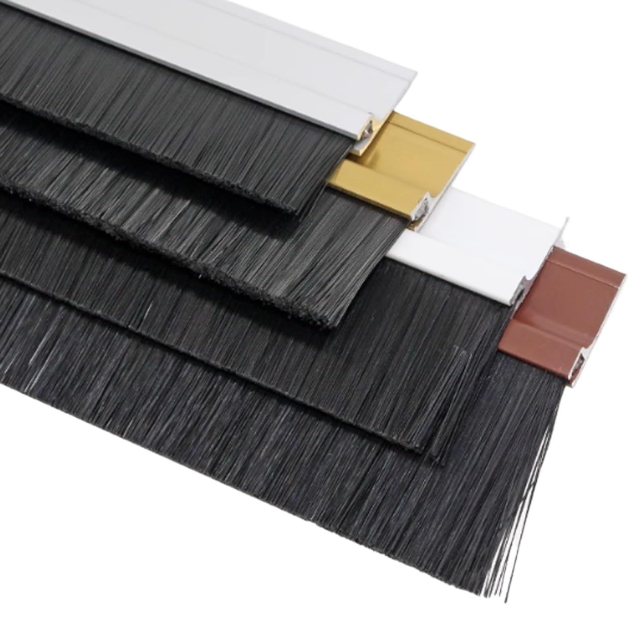 Puyuna Brown Door Brush Strip, H Type Aluminum Alloy Strip Brush Sweep Multicolor 15-100Mm(,40Mm/1.6In)