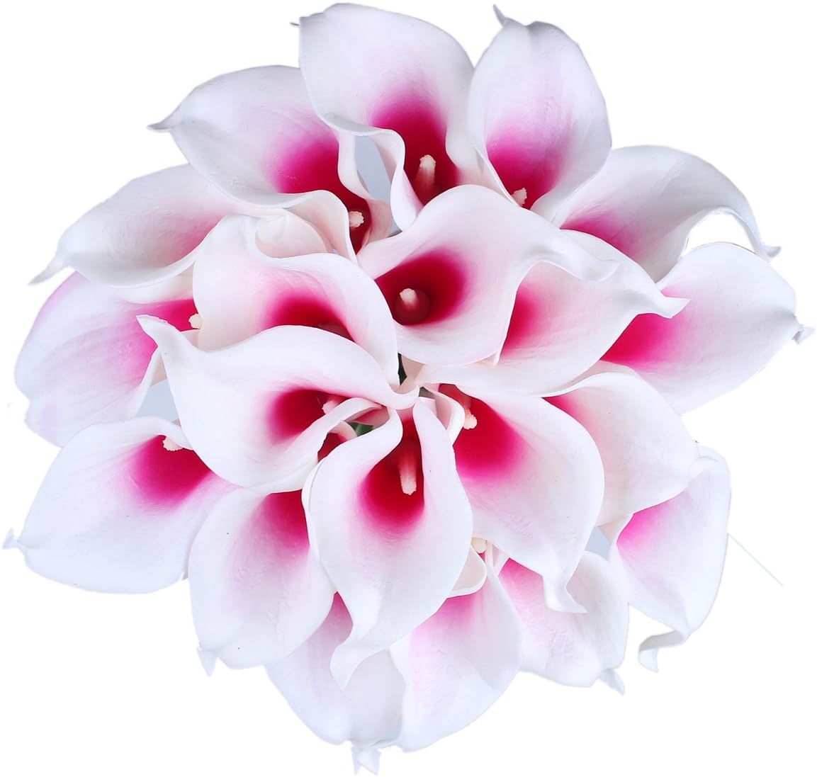 Houda Calla Lily Bridal Wedding Artificial Fake Flowers Party Decor Bouquet PU Real Touch Flower 20PCS (White Rose)