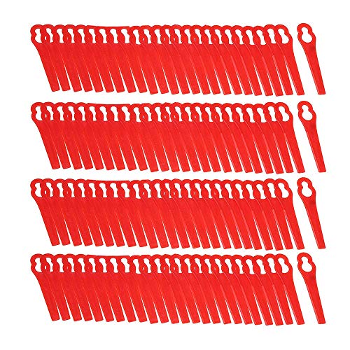 Junww Mowing tool durable Red 100Pcs Plastic Blades for Grass Trimmer Strimmer Lawnmower