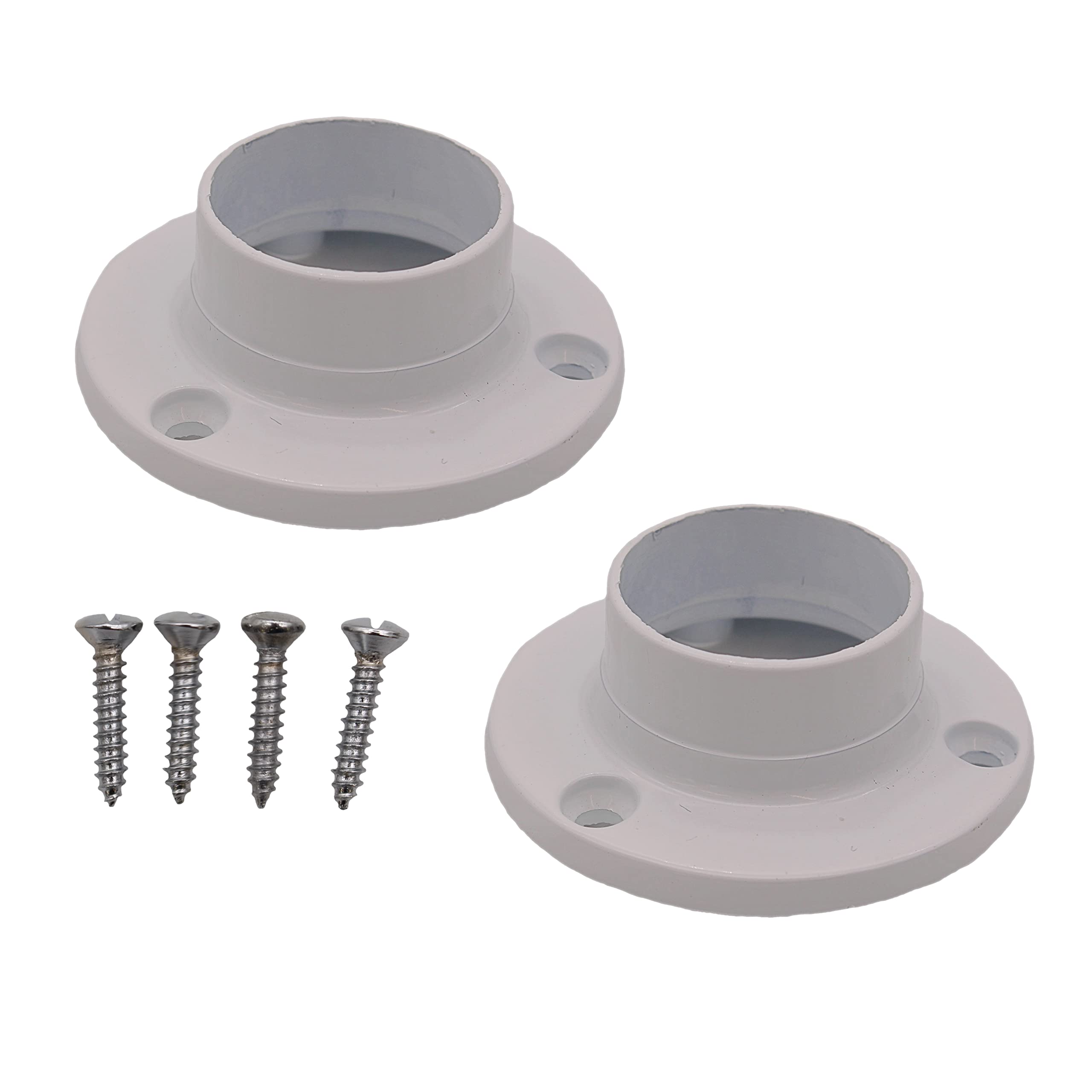 EAI White Wardrobe Rail End Support Brackets for Round Tube 25mm
