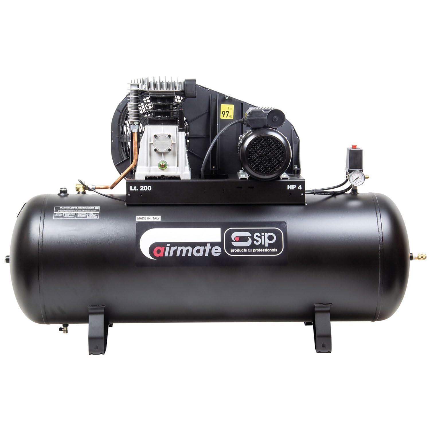 SIP Airmate PX4-3/200B Belt Drive Air Compressor, 400V 20A 3-Phase, 200L, 4hp / 3kW, 145psi / 10 Bar 18CFM 97dB
