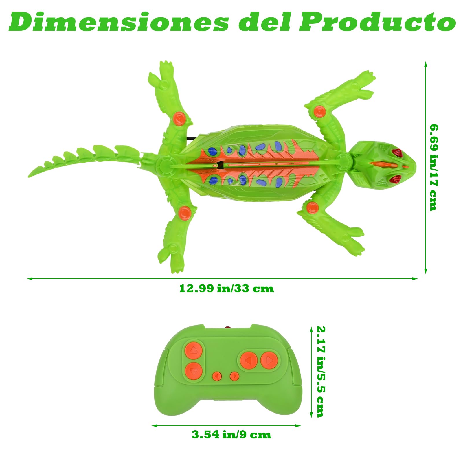 Wall Crawler Gecko, Lagarto Teledirigido para arrastrarse en Suelos y Paredes, con Ojos LED Brillantes, Fácil de controlar, Robot Control Remoto Recargable, Juguetes Niños 4 Años (Lagarto)