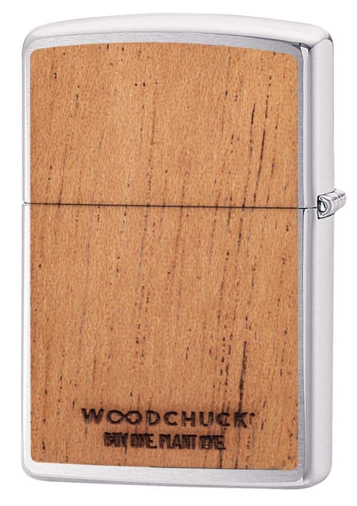 Zippo Briquet tempête – Drapeau américain Woodchuck, Chrome brossé, emblème en Acajou – Rechargeable – Réutilisable – Design Coupe-Vent – Boîte Cadeau – Fabriqué aux États-Unis