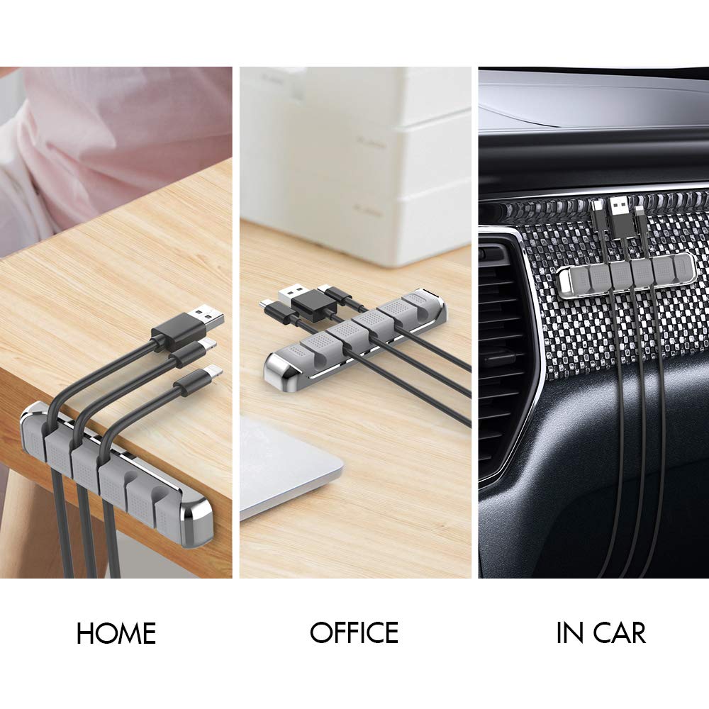 AHASTYLE Supporto per Cavi da Scrivania con 5 Fessure, Durevole Organizer a Clip per Cavo per Organizzare Cavi USB, Cavo di Alimentazione, Filo per Casa, Ufficio e Auto