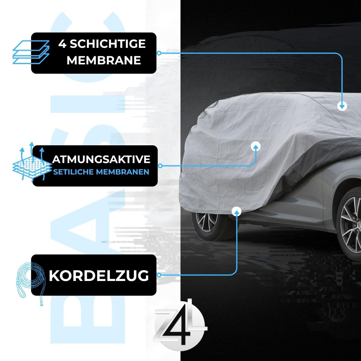 Z4L Autoabdeckung passend für CX-80-4-Lagiges, atmungsaktives Material, Schützt vor Schnee, UV, Ganzjährig