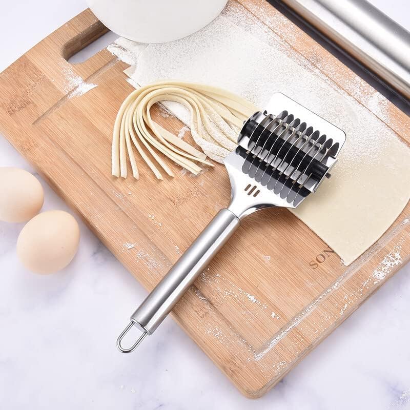 Stainless Steel Noodle Maker Roller Cutter for Kitchen | Multi-Blade Pasta Cutter Tool | Manual Dough Slicer for Noodles, Pasta, Lasagna & Dumpling Sheets | Easy Grip Handle-picture-35