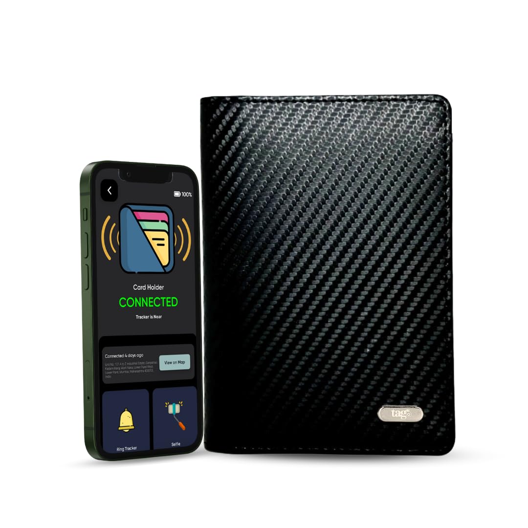 Dolphin Smart Passport Case - Carbon Fiber RFID Passport Pouch with Bluetooth Based GPS Tracking, Separation Alert, Android & iOS Compatible, Accommodate 2 Passport, Cards, Cash & More, Black-image-46
