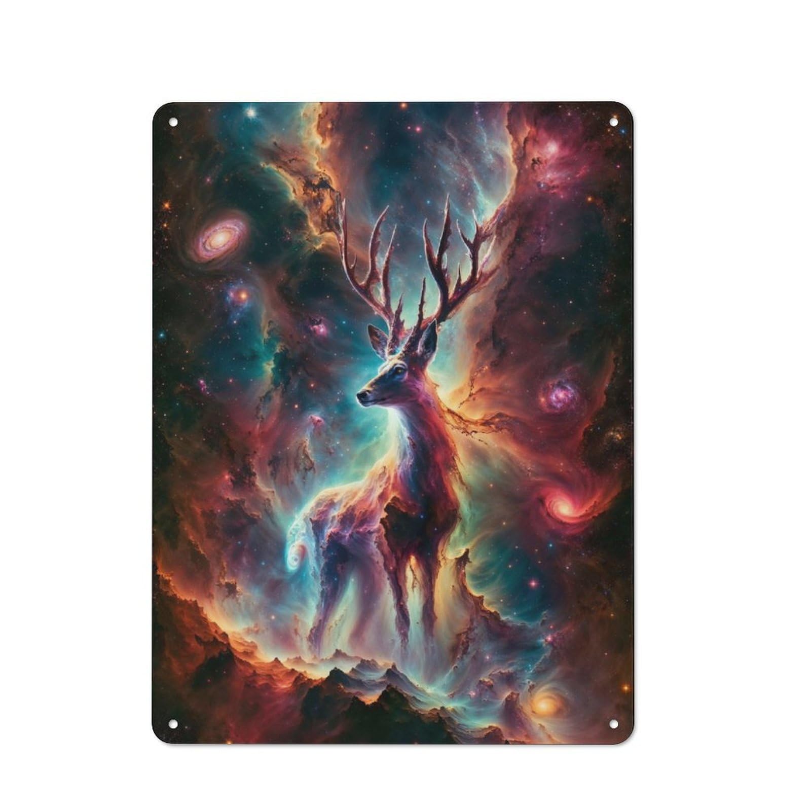 Junmoney Galactic Guardian Deer Retro-Style Metal Plaque 40X30cm For Kitchen Or Home Bar, Gift For Home Bar Enthusiasts During The Christmas Season