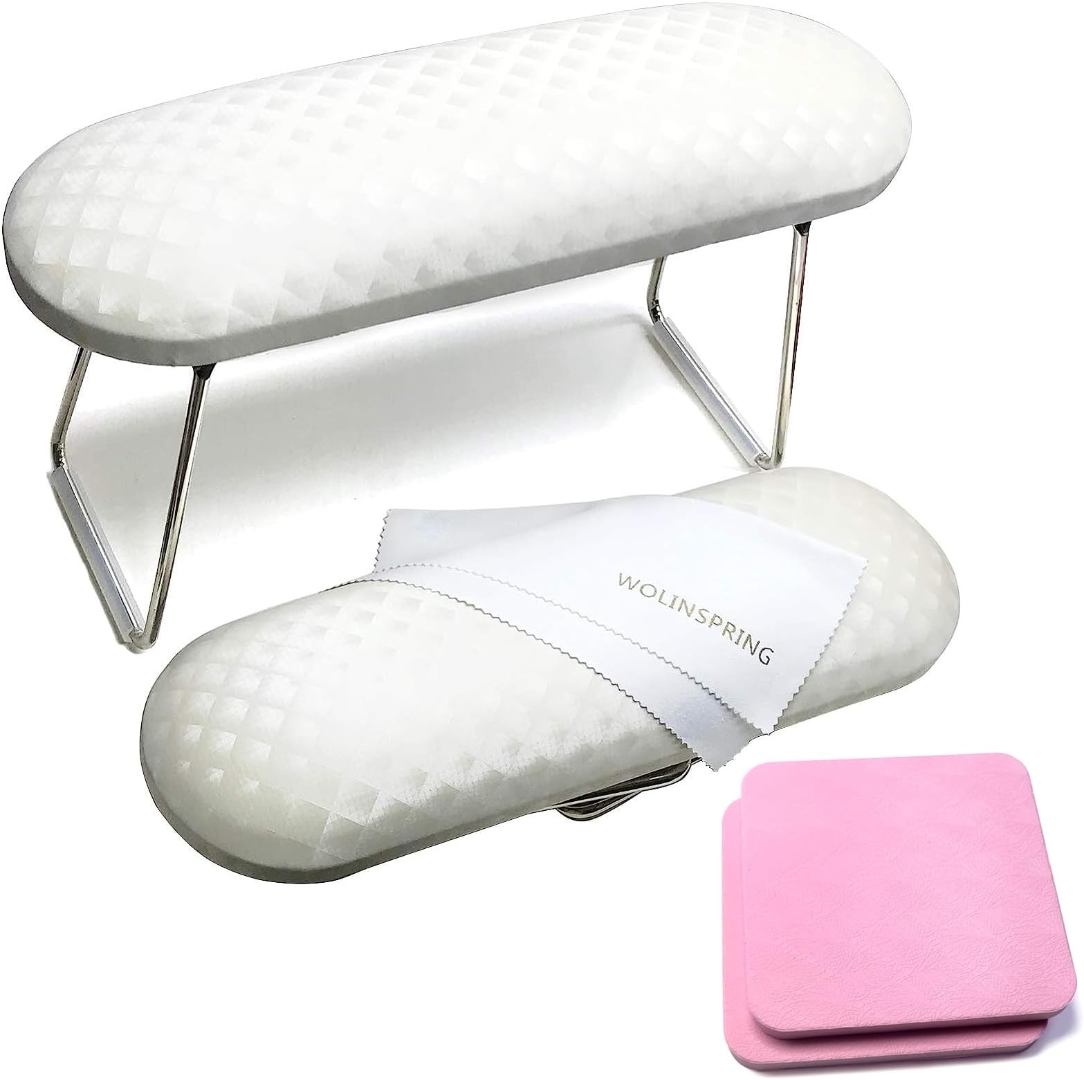 Nail Arm Rest, Hand Rest for Nail Microfiber Soft Leather Manicure Nail Rest with Non-Slip, Professional Hand Pillow Cushion Table Desk Station for Nail Techs Use (White)