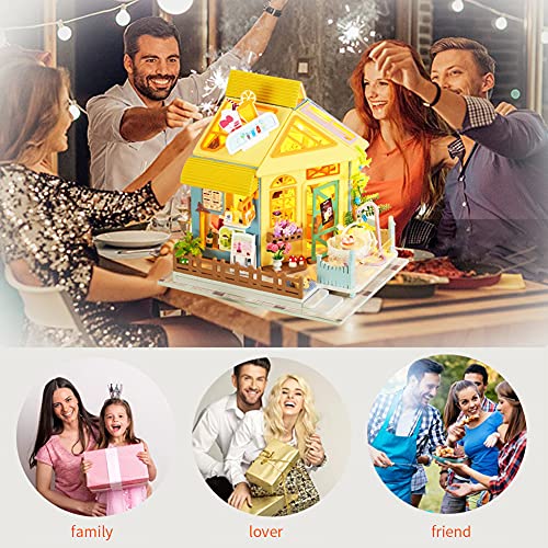 WonDerfulC 3D Miniatur-Puppenhaus, Holz, zusammengebaut, Modellkunsthaus, Getränk, Dessertpuzzle, Spielzeug mit… – Bild 7