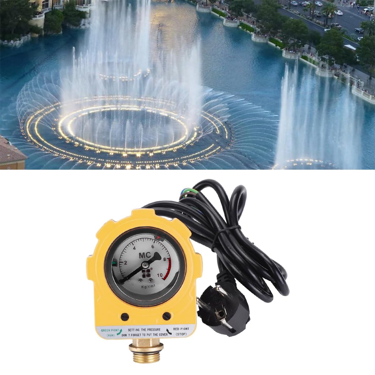 Ausi Regulador de presión de 220 V, 0-10 bar, regulador electrónico para bomba de agua de pozo profundo (enchufe UE)