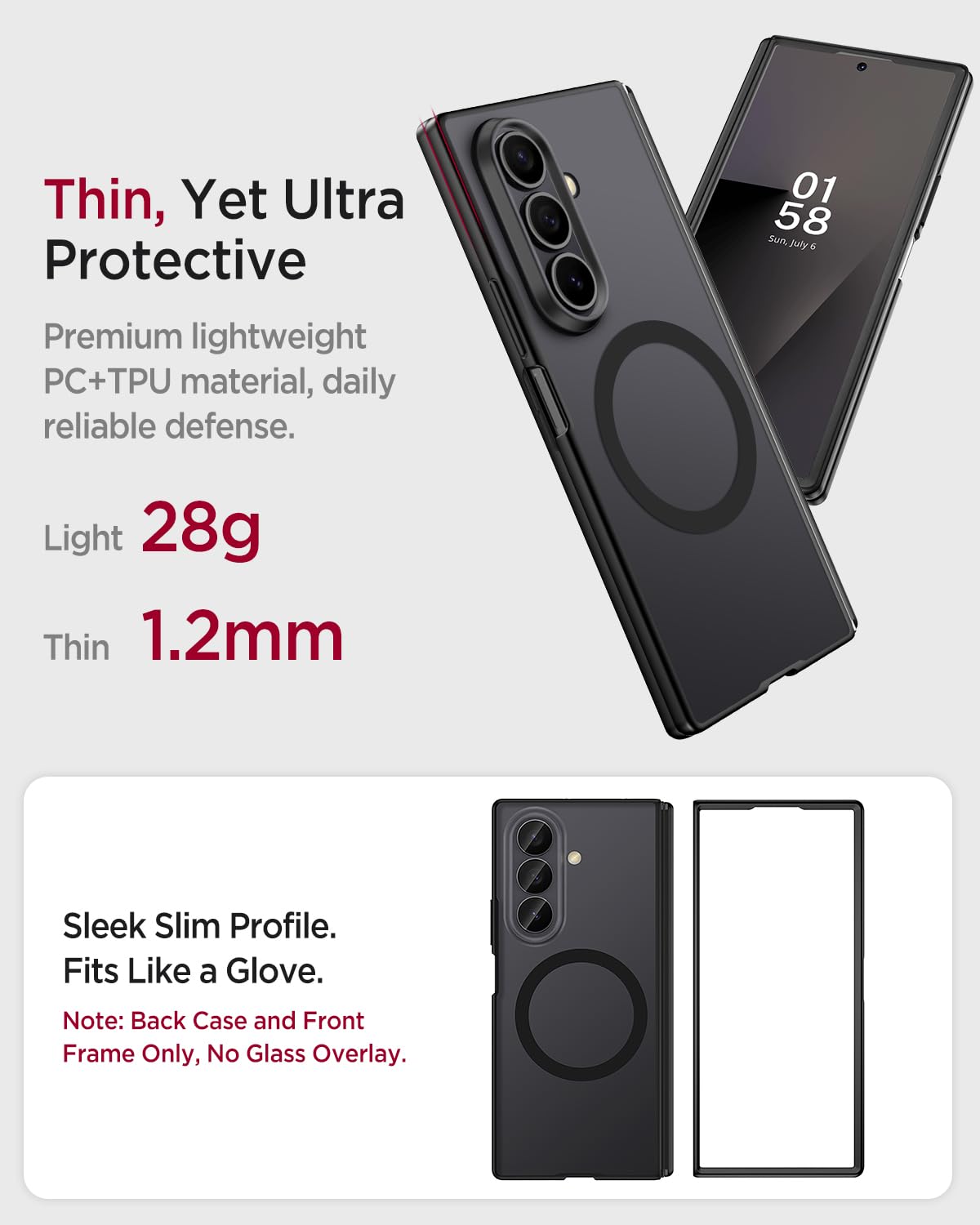 Miimall Custodia magnetica per Samsung Galaxy Z Fold 8, ultra sottile, con protezione per cerniera, compatibile con Magsafe, senza schermo, antiurto, traslucido, sottile, bumper per ZFold 8 Ultra
