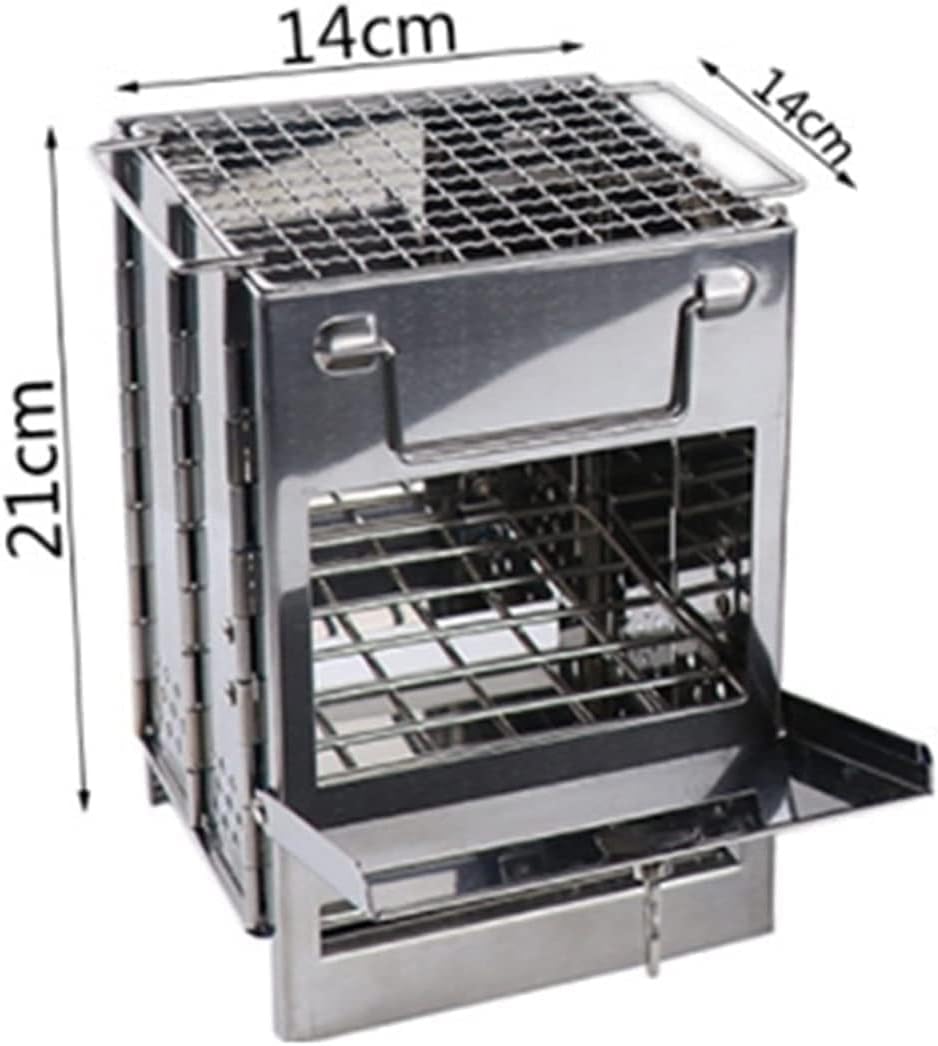 Supporto per barbecue, Griglia for barbecue pieghevole for a carbone portatile Maniglia for in argento da campeggio for esterni(Black)