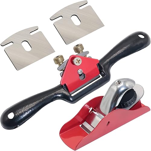 CheeMuii Portavoces ajustables de 9.0in con base plana, 3 hojas de metal y 1 aviones portátiles para carpintería de madera, herramienta de mano