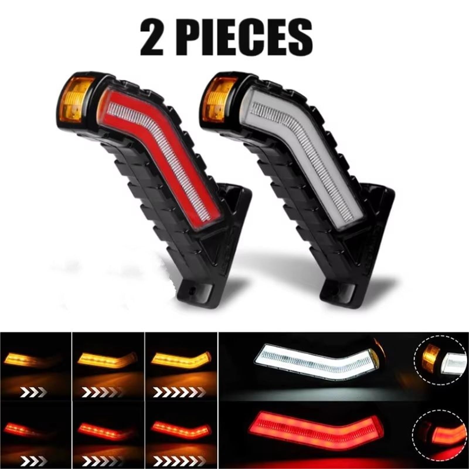 Genérico intermitente automóvil 2 Luces LED De Posición Lateral Lámpara Intermitentes Universal Para Coches SUV Camiones Rvs Autobuses Barcos Remolques(2pcs Signal Light)