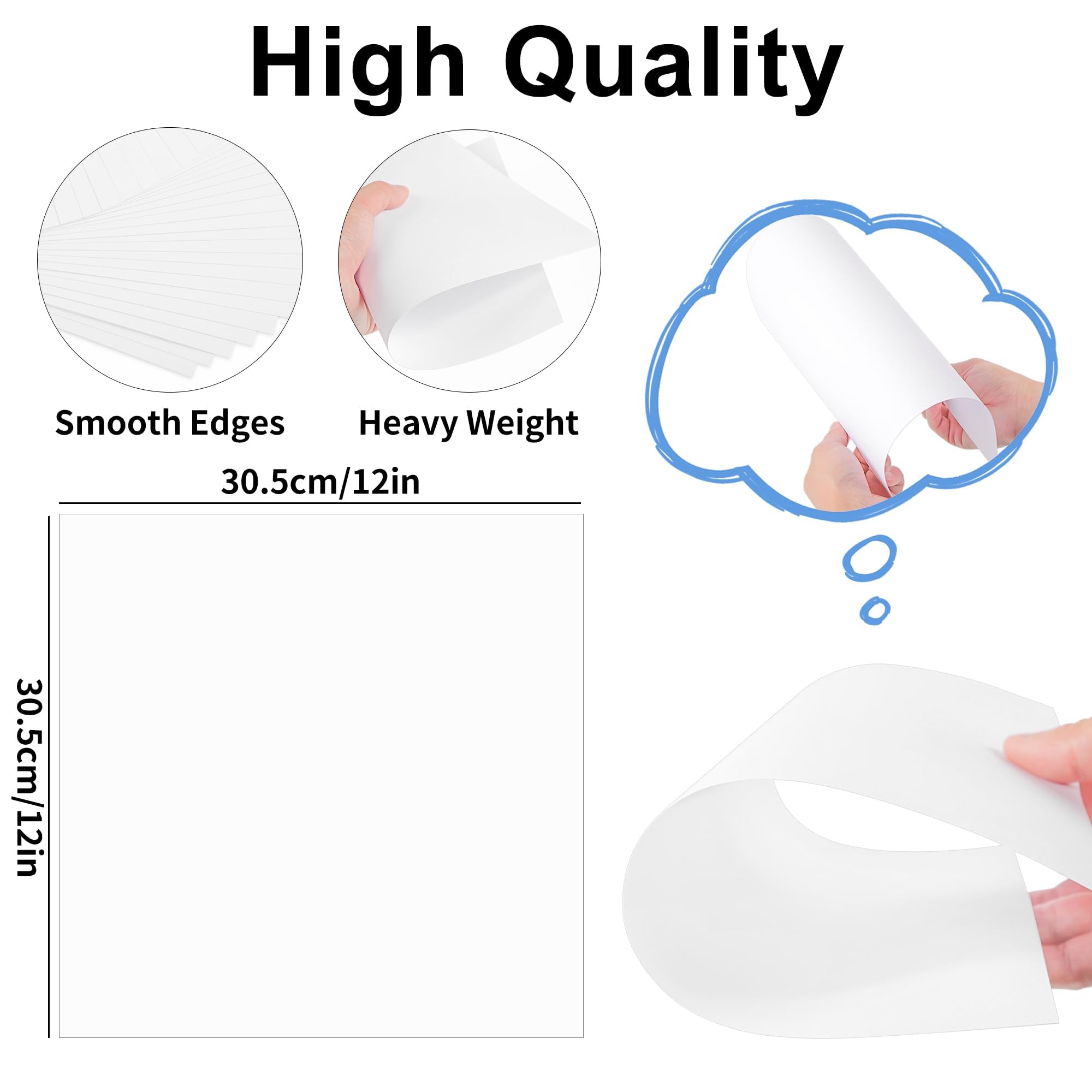 30 Sheets White Cardstock, 12’’ x 12’’ Heavy Weight 230g/85lb Cover Card Stock Paper Perfect for Scrapbooking Crafts - Image 3