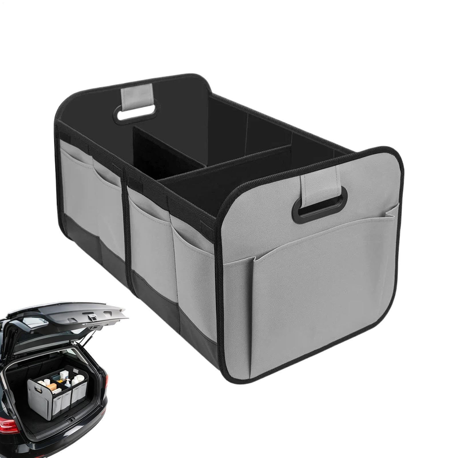 Organizador de maletero con múltiples compartimentos, impermeable, para SUV, camión, RV, furgoneta, sedán, accesorios de coche para interior de automóviles, comestibles, herramientas, gestión de carga