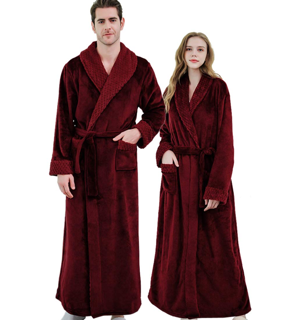 Arcade Bathrobe Men's Gown Women's Unisex Bathrobe Post-Bath Loungewear Roomwear Nightgown Stylish X-Large red (wine)
