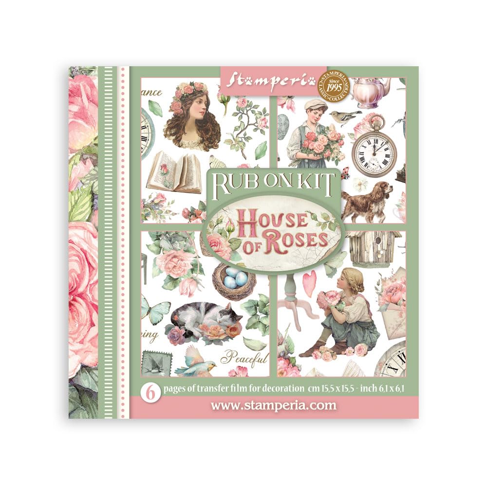 Stamperia House of Roses Rub-On Kit 6 Sheets 6.1x6.1 | DFLRBX13