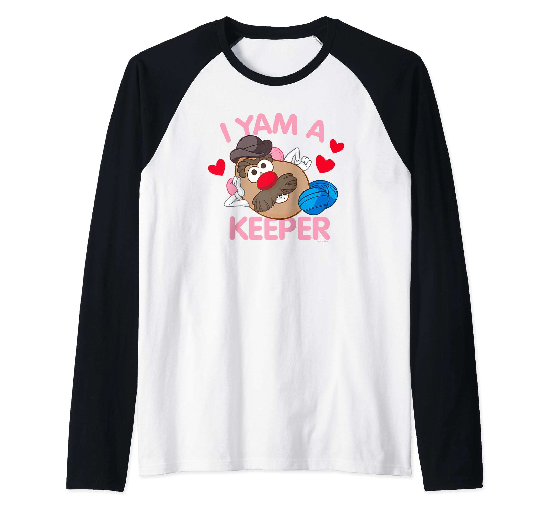 Mr. Potato Head Valentine's Day I Yam A Keeper Vintage Raglan Baseball Tee, Black
