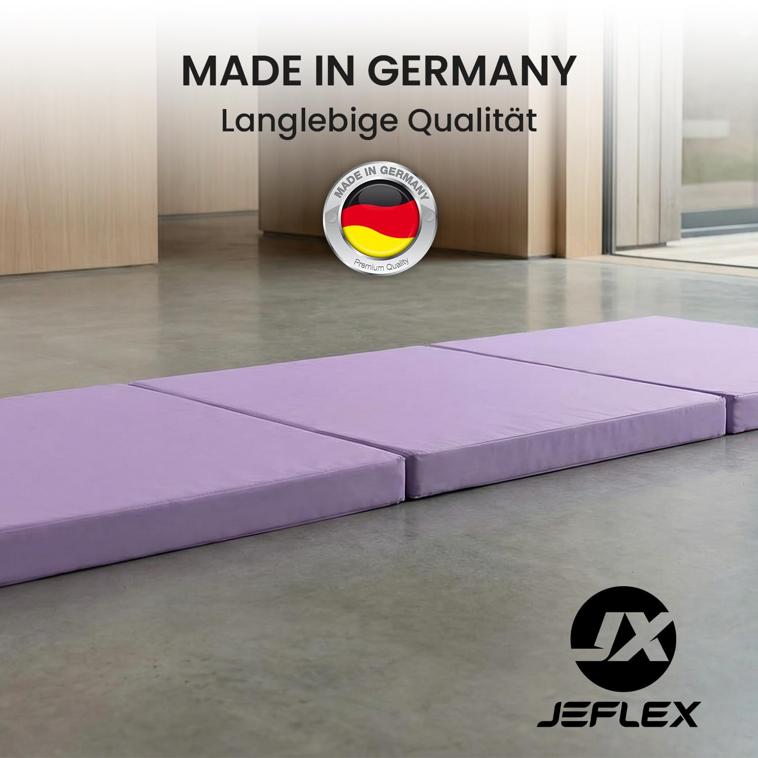 Jeflex - Colchoneta plegable Gimnasia 180 x 60 x 6 cm fabricada en Alemania / Esterilla de gimnasia / Colchoneta multifuncional y yoga / Esterilla de juego para habitación de los niños
