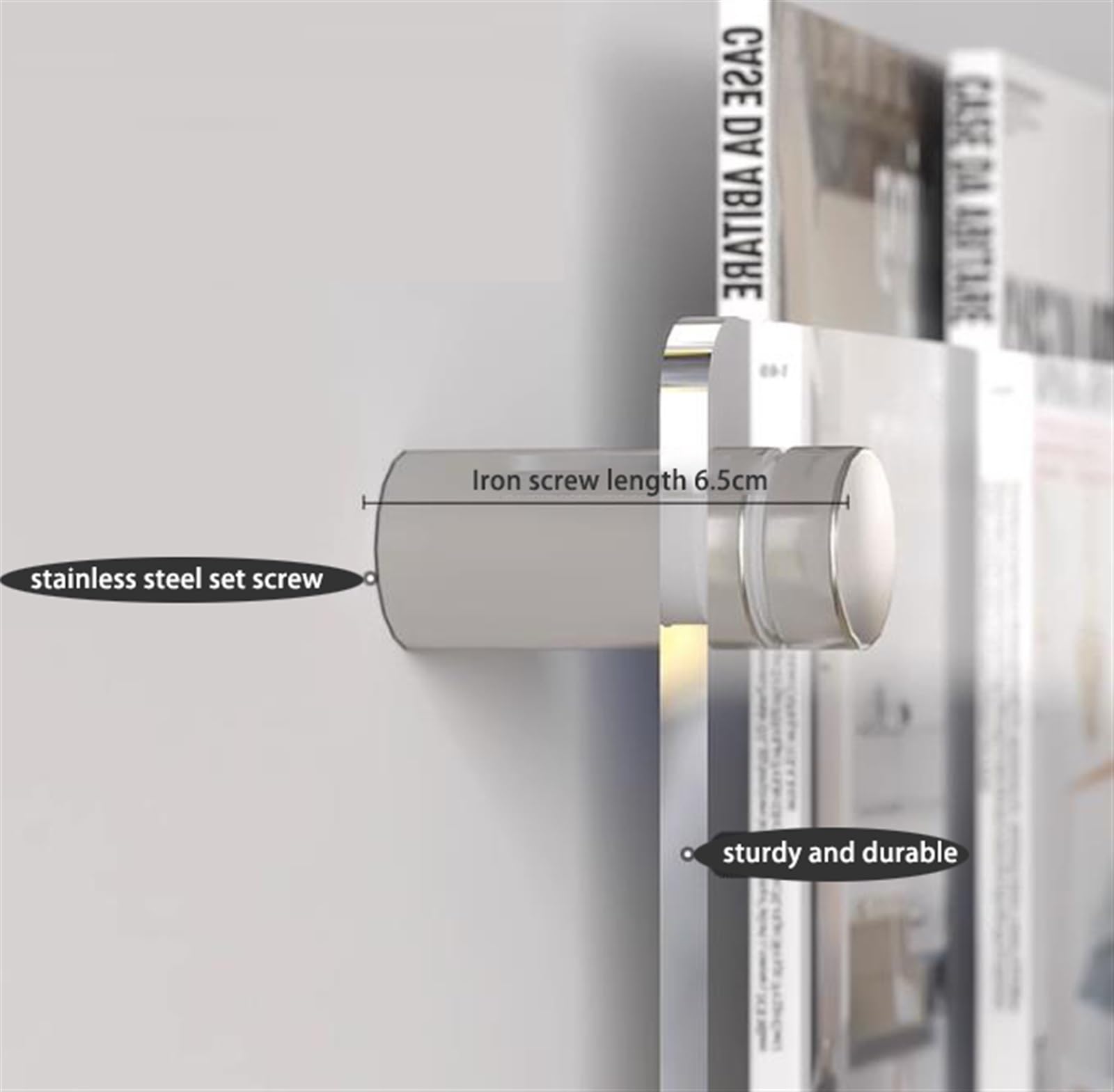 Acryl tijdschriftenhouder wandhouder 2-pack, wachtkamer voor thuiskantoor helder hangende boekenplank/rek voor recordbrochure literatuuropslag, hangende bestandsorganizer (kleur: helder, maat: L 50