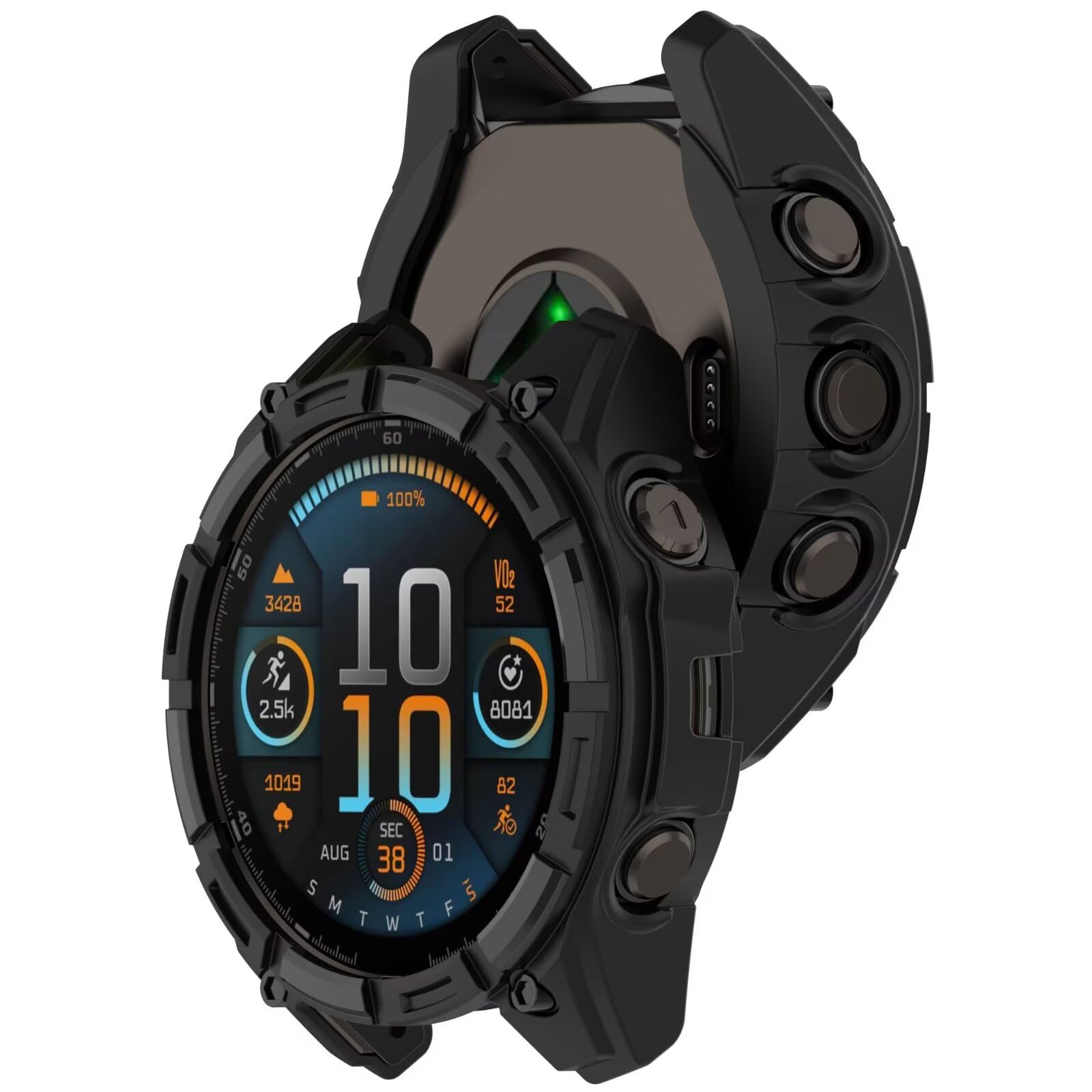 FTRONGRT Etui kompatybilne z Garmin Fenix 8 Solar 51 mm, miękkie TPU, odporne na zarysowania etui ochronne do zegarka Garmin Fenix 8 Solar 51 mm, czarne