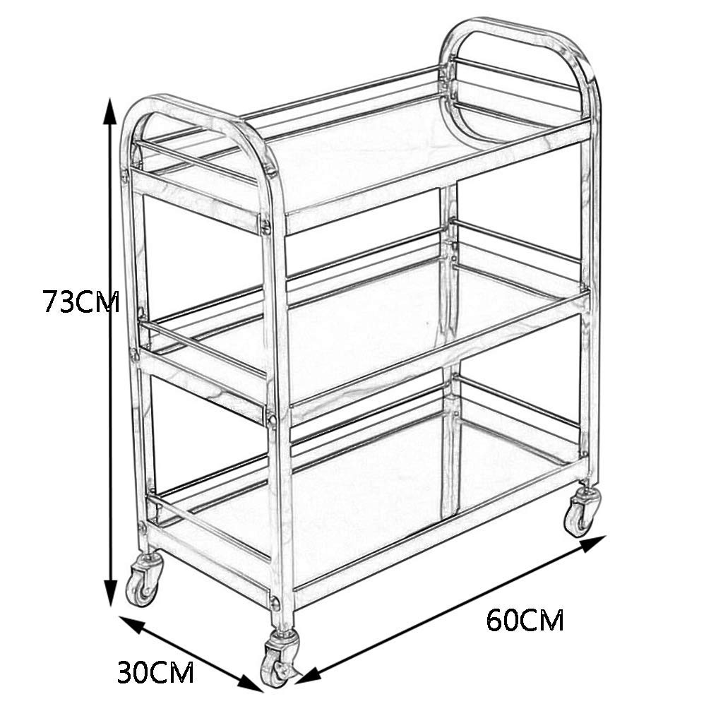Carrello da cucina a 3 ripiani in acciaio inox, versatile carrello per tè e sala da pranzo, per hotel, ristoranti e casa, soluzione moderna per conservare dolci e conservare oggetti