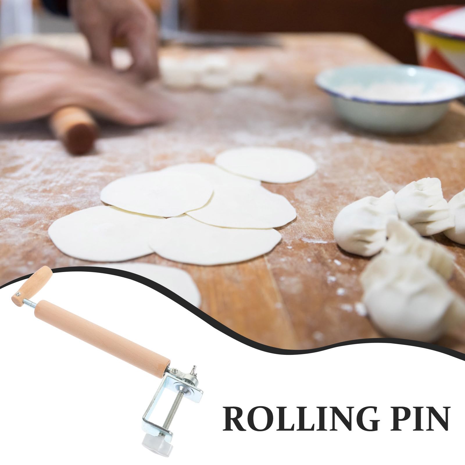 Ipetboom Mattarello in Legno Beige Acciaio Inox e Carbonio, Facile da Pulire e Rotolamento senza Sforzo per Utensili da Cucina Professionali