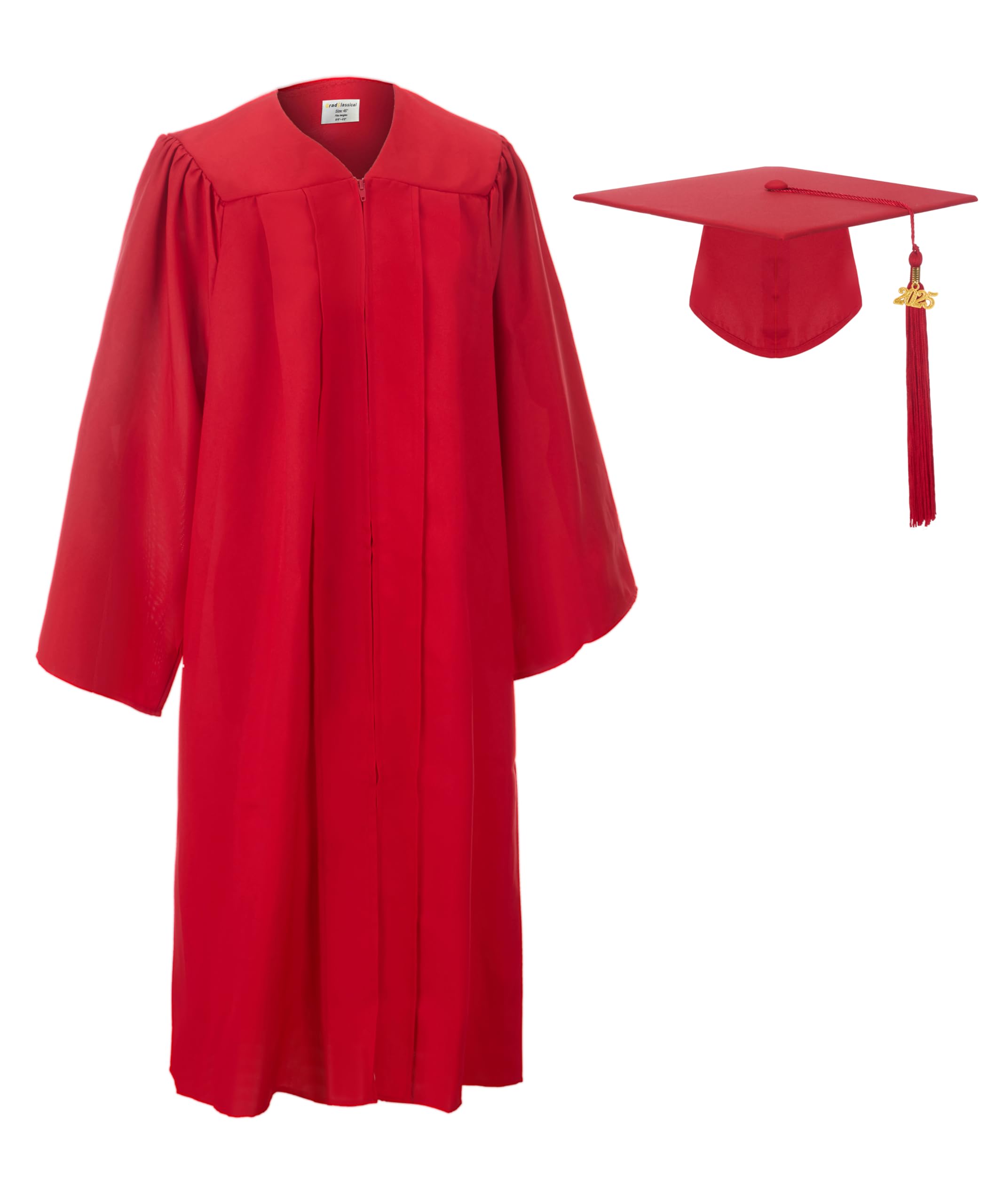 GradClassical Unisex Matte Graduation Gown Cap Tassel Set 2025 for High School and Bachelor