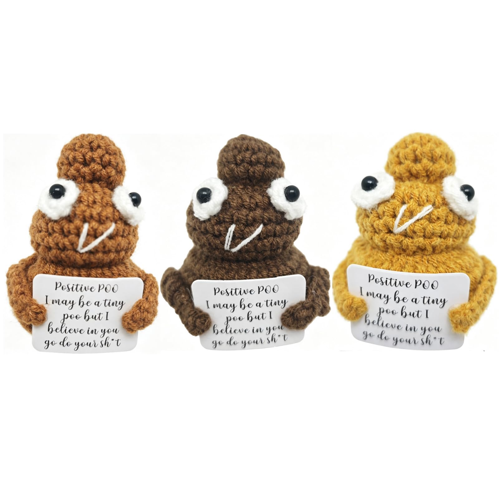 GYTFOG 3 Pcs Positive Crochet Poo, Emotional Support Crochet Gift Set