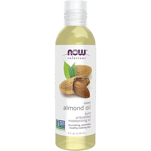 NOW Foods Solutions, Sweet Almond Oil, 100% Pure Moisturizing Oil, Promotes Healthy-Looking Skin, Unscented , 4-Ounce