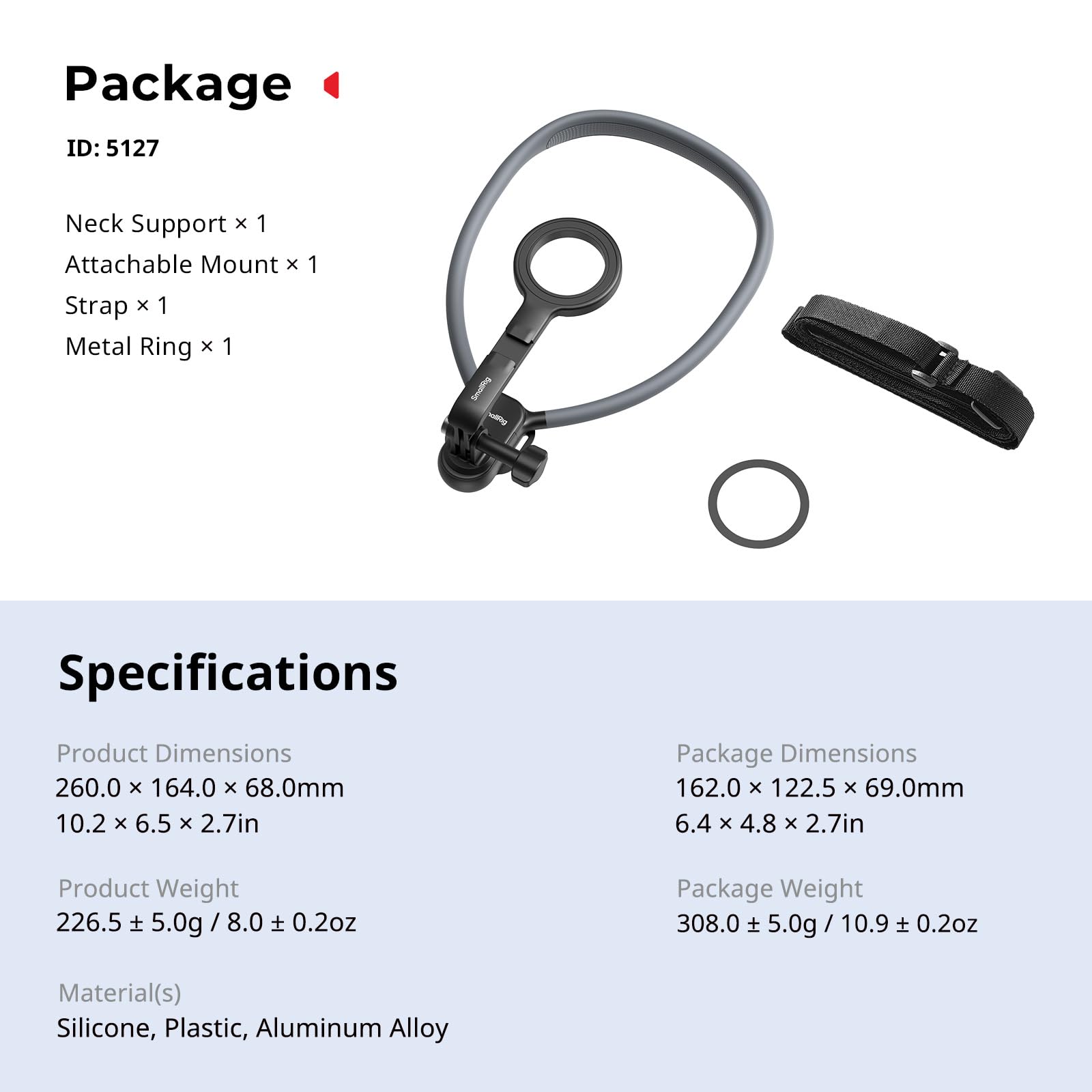 SMALLRIG Magnetische Halshalterung mit Brustgurt für Handy/Actionkamera,POV/Vlog Handyhalterung Brust für iPhone 17/16, für Android, Brusthalterung für GoPro, für DJI osmo/Action, für Insta360– 5127