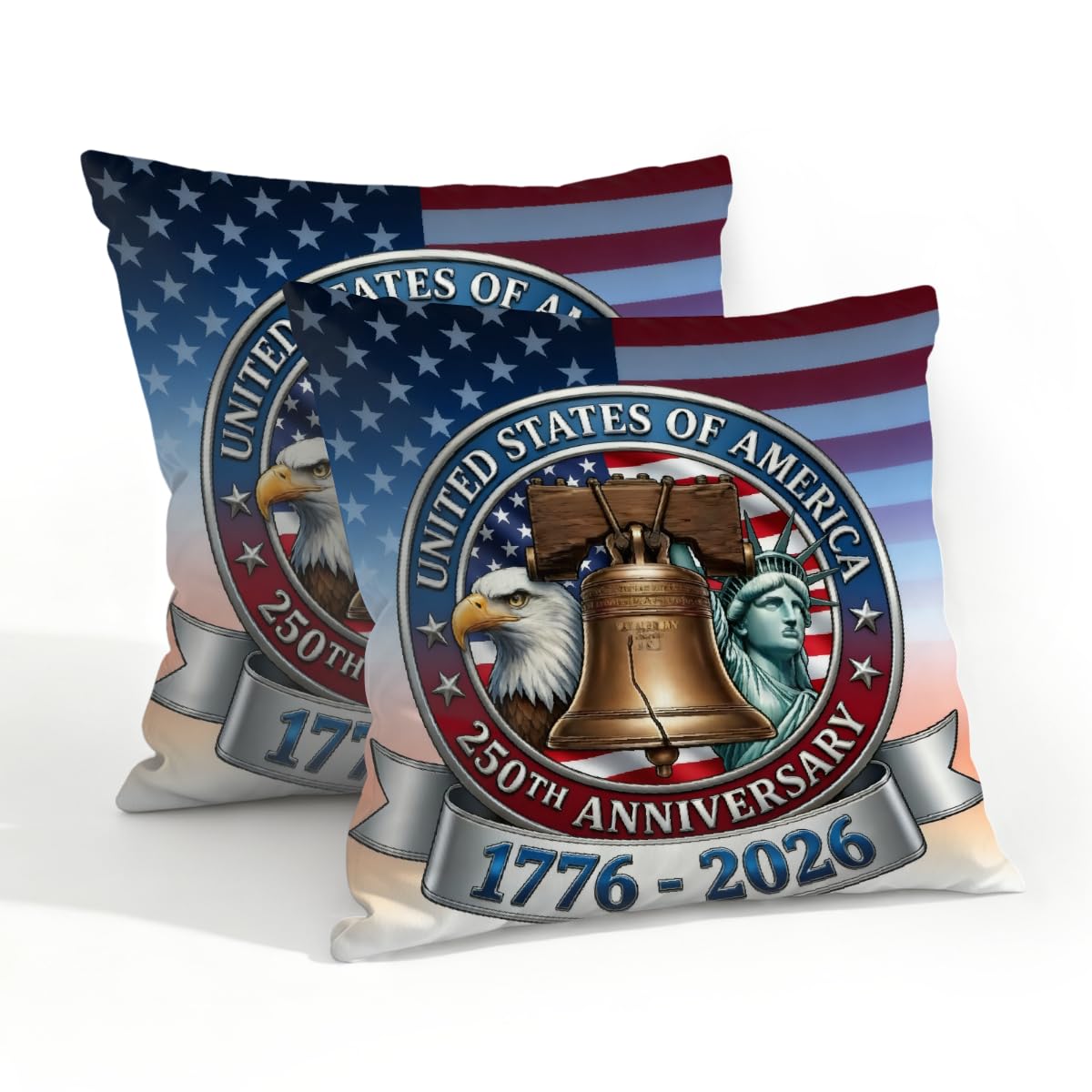 Outdoor Pillow Covers Waterproof Pillowcases 20x20in Set of 2 America Flag 250th Anniversary Decorative Throw Cushion Case for Couch Sofa Garden Patio Furniture