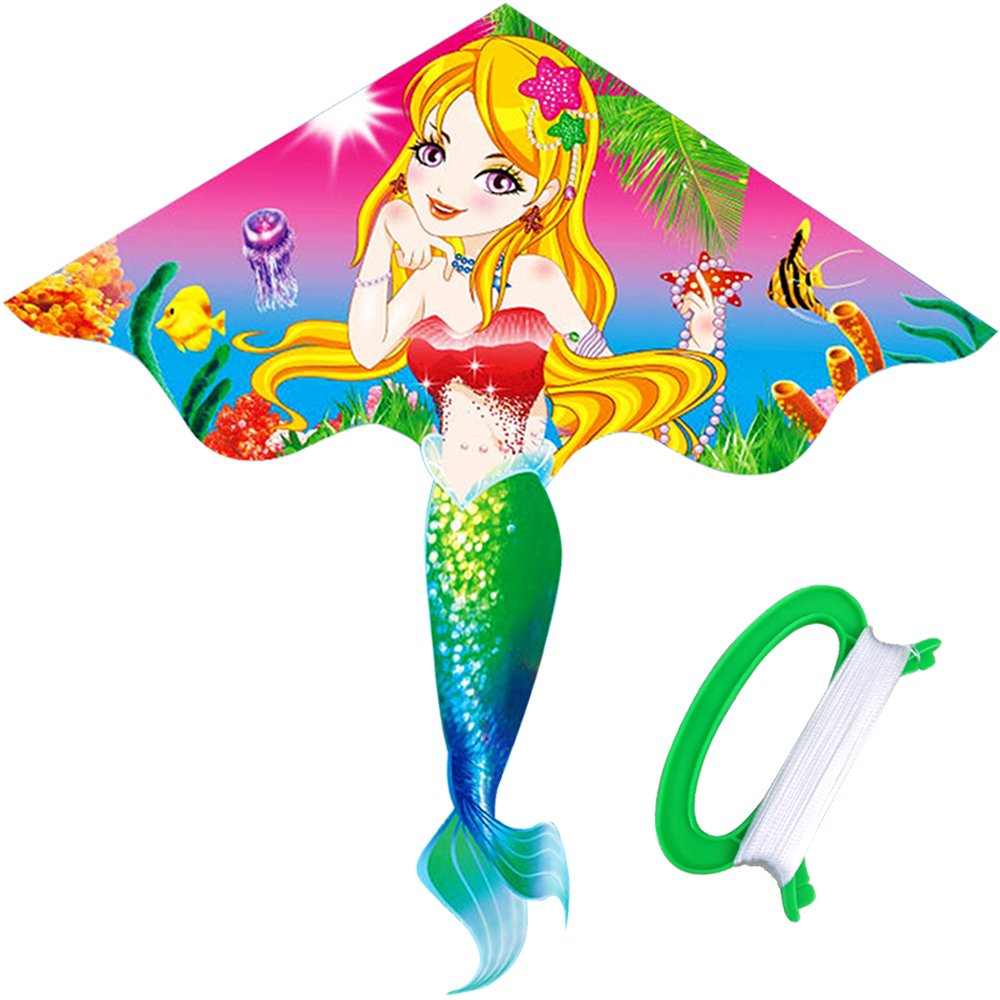 HENGDA KITE Beautiful Mermaid Kite for Kids Children Lovely Cartoon,Easy to Fly and Assemble,Suitable for Outdoor Activities