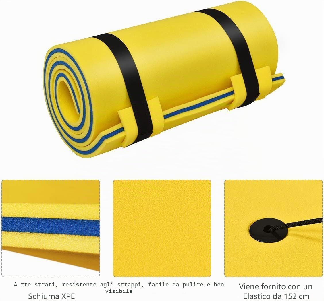 FANTASK Tappetino galleggiante, 210 x 66 cm, galleggiante, portata fino a 60 kg, in schiuma XPE antistrappo