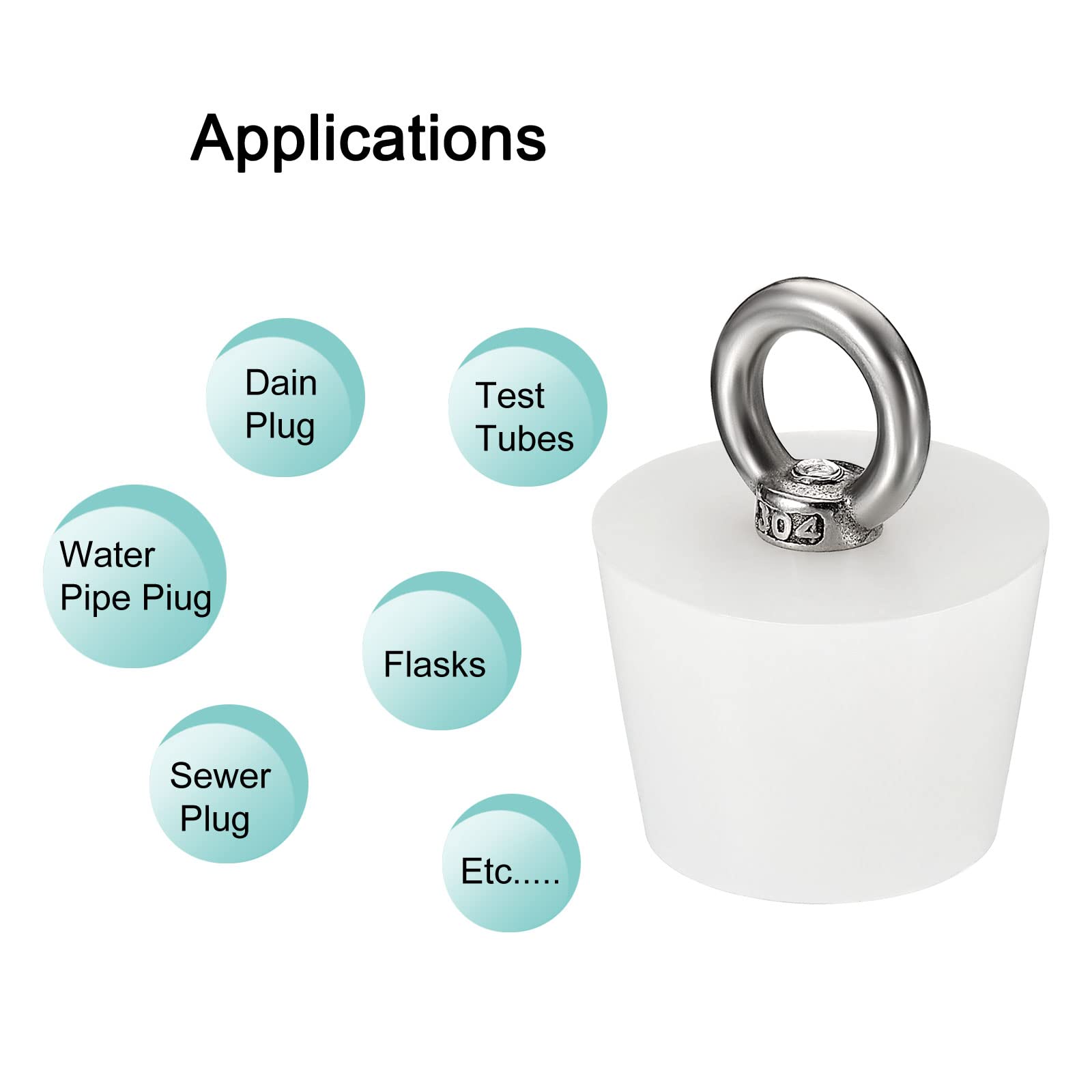 Tappi Conici In Gomma Siliconica 19-26 Mm - 2 Pezzi Per Scarichi, Tubi E Laboratorio - Bianco