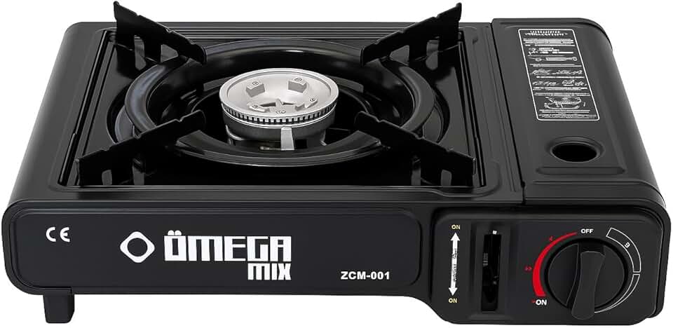 Fogão a Gás Portátil, Multiuso para Acampamento e Pesca, Economia de Gás, Preto