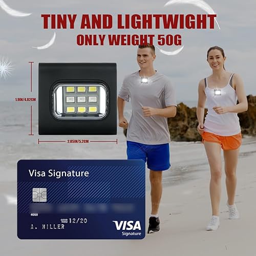 Miniatura 2 de Paquete de 2 luces LED de seguridad para correr, negro, resistente al agua, 4 modos, carga USB, clip magnético fuerte para correr por la noche,