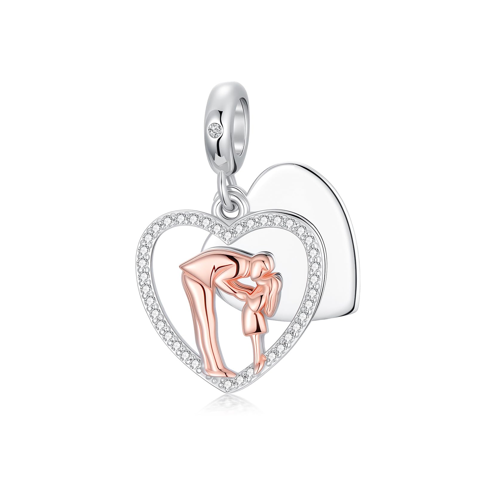 PROESS Personalized Father Daughter Charm Sterling Silver Engraving Name Charms for Bracelets Jewelry Making Birthday Valentines Day Gifts for Daughter Lover (16-Custom Name-Kiss)