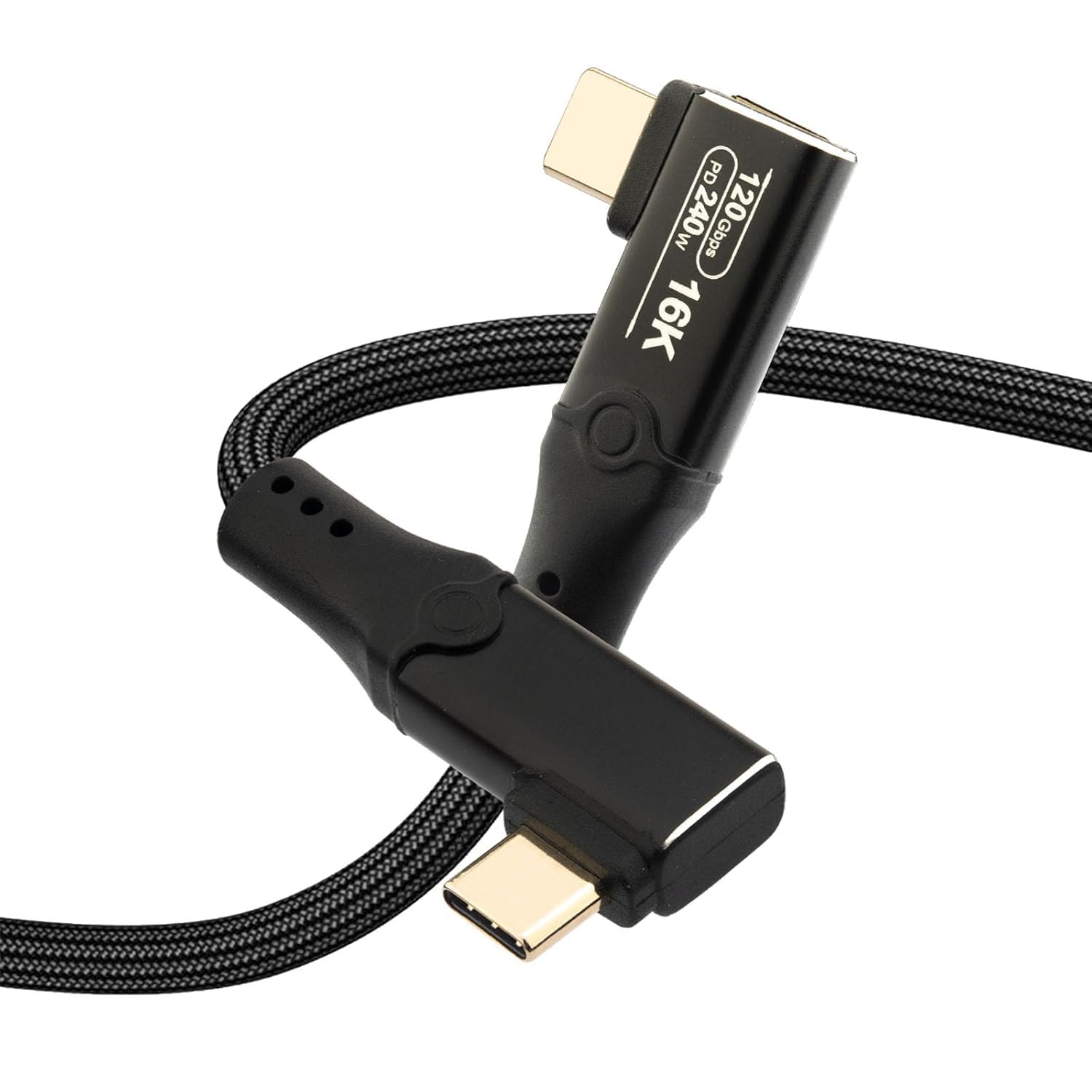 Cable USB C a USB C, acodado (240 W, 120 Gbps, 16 K, 2 m)