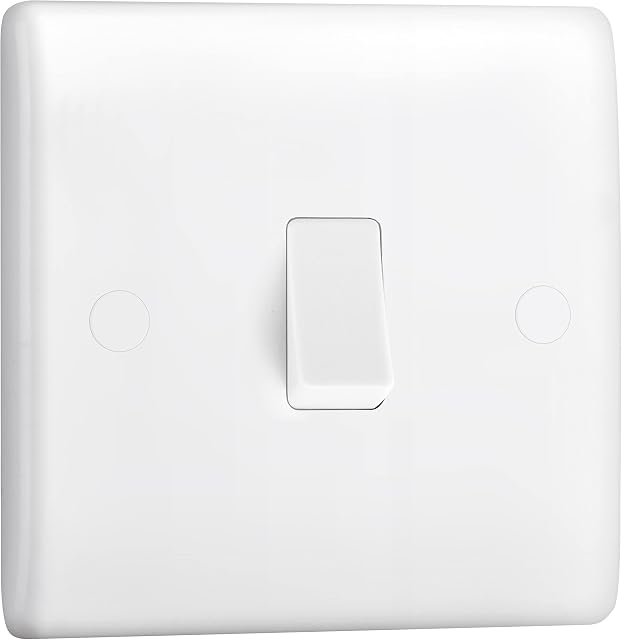 BG Electrical 812-01 Single Light Switch, White Moulded, 2-Way, 16AX