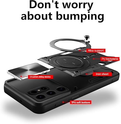 Miniatura 3 de Funda para Galaxy S24 Ultra con soporte de 360 Soporte magnético para automóvil absorción de impactos Funda de protección resistente para cámara