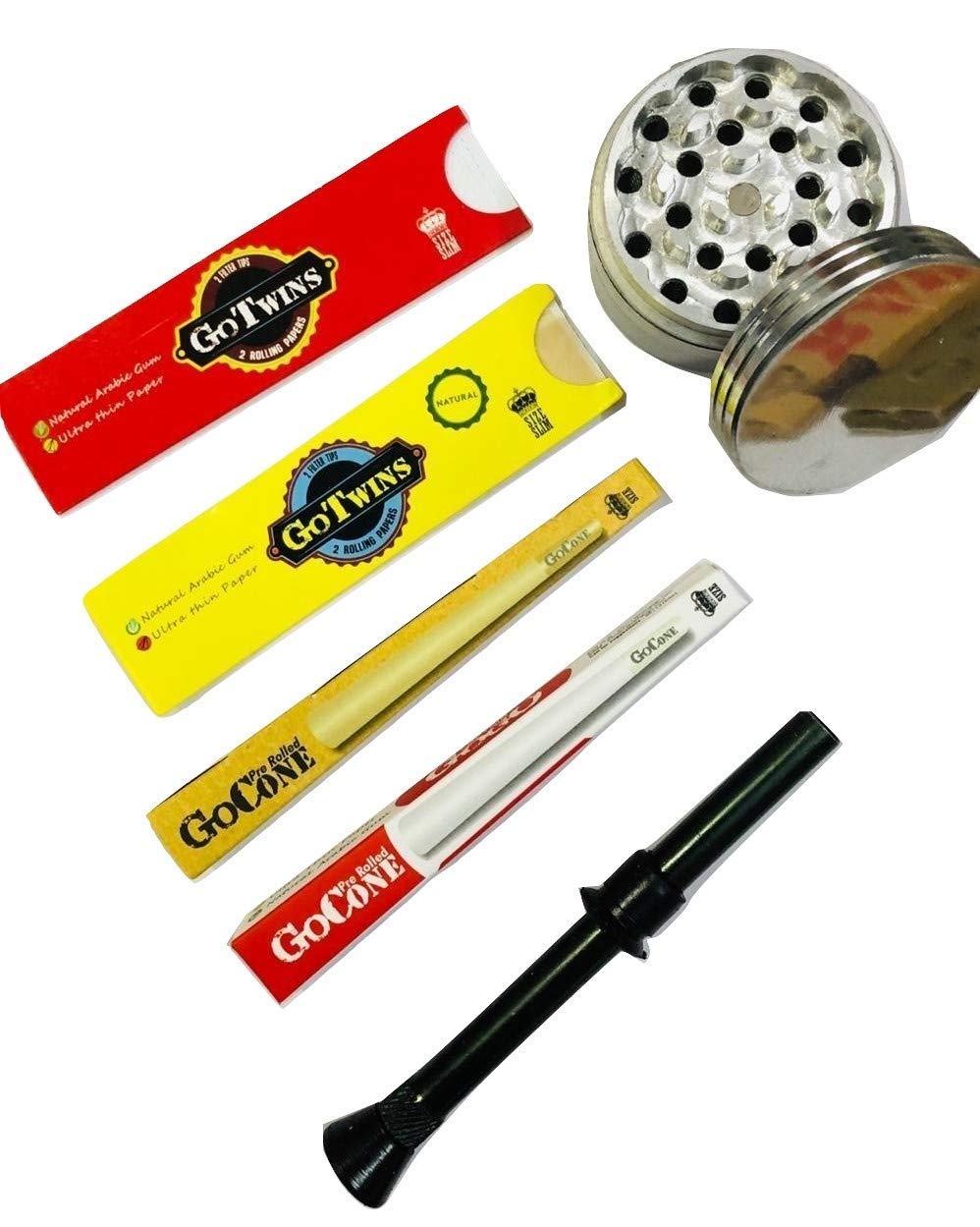 MEESA Joint Combo | 1 GoGo White Cone + 1 GoGo Brown Cone + 1 GoTwin White + 1 GoTwins Brown Rolling Paper + 1 Crusher + 1 Bong Shooter Combo